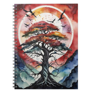Carnet Arbre rouge de Yggdrasil de vie Norse Pagan Witchy