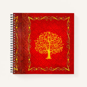 Carnet Arbre rouge et or Faux Cuir Tome ancien