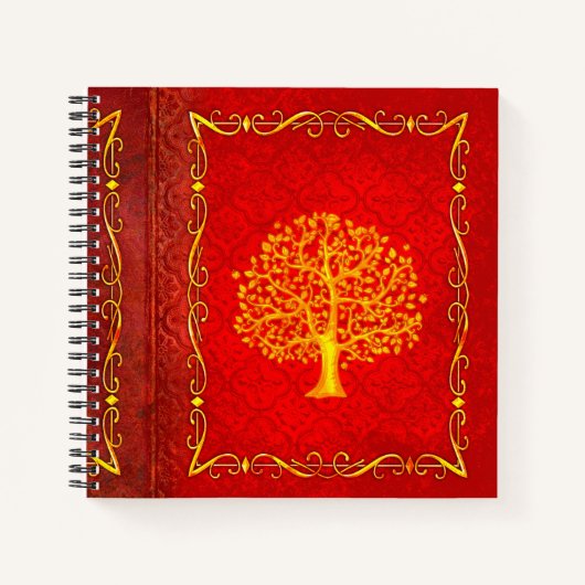 Carnet Arbre rouge et or Faux Cuir Tome ancien (Devant)