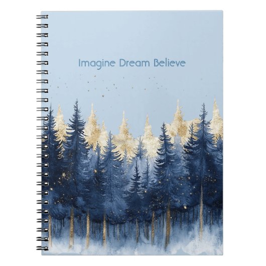 Carnet Arbres bleus dorés Imaginez Rêve Croyez   (Devant)