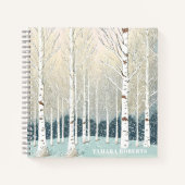 Carnet Arbres de bouleau enneigés Noël Teal ID1003 (Devant)