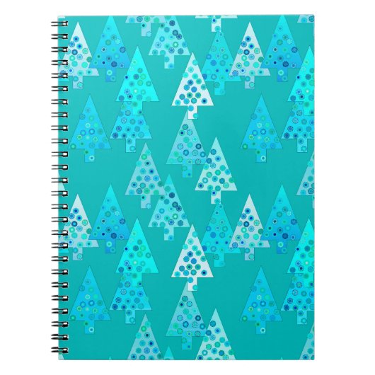 Carnet Arbres de Noël à fleurs modernes - turquoise (Devant)