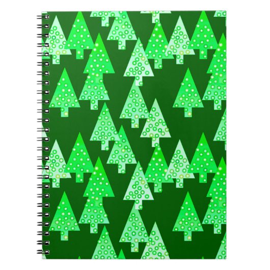 Carnet Arbres de Noël à fleurs modernes - vert de pin (Devant)