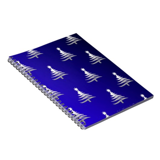 Carnet Arbres de Noël Argent sur Bleu Cobalt (Côté Droit)