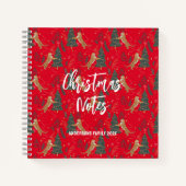 Carnet Arbres de Noël & tigres motif rouge arrière - plan (Devant)