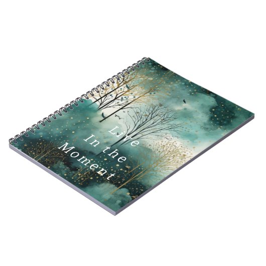 Carnet Arbres de Noël Vert Or avec Oiseaux (Côté gauche)