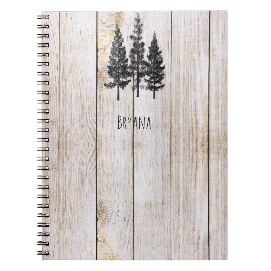 Carnet Arbres de pin rustiques en bois simple campagne (Devant)