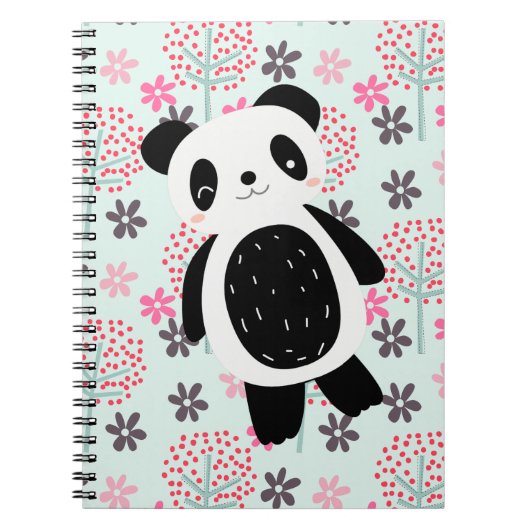 Carnet Arbres, fleurs et ours de panda (Devant)