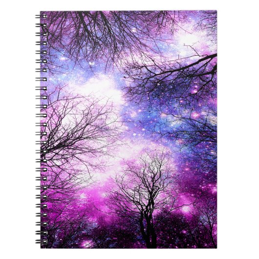 Carnet Arbres noirs Fuchsia Violet Espace (Devant)