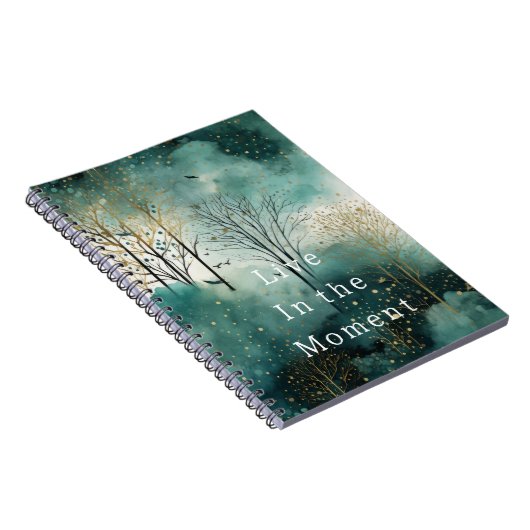 Carnet Arbres verts dorés avec oiseaux Noël (Côté Droit)