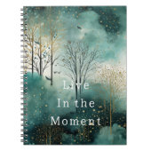 Carnet Arbres verts dorés avec oiseaux Noël (Devant)