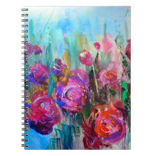 Carnet Arbuste à fleurs de pivoines, peintures modernes,