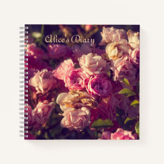 Carnet Arbuste à roses rouges personnalisation