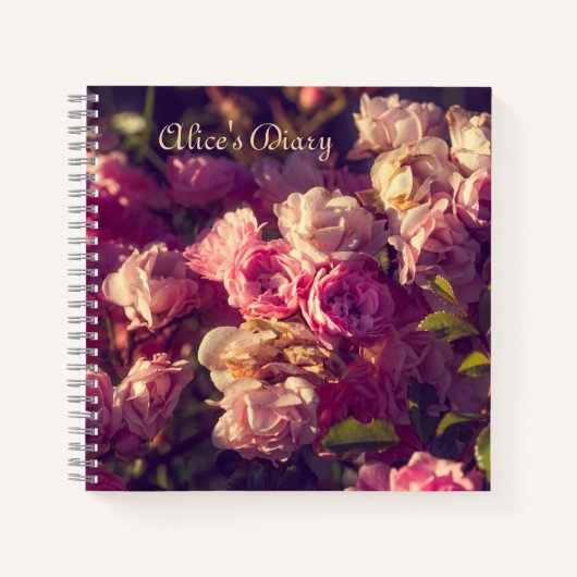 Carnet Arbuste à roses rouges personnalisation (Devant)