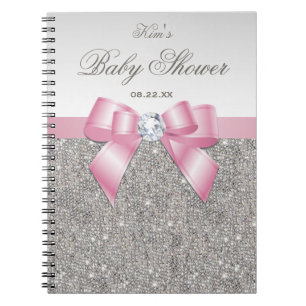 Carnet Arc de rose de paillettes d'argent de Faux de