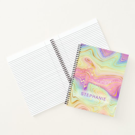 Carnet Arc en arc-en-ciel Personnalisé en marbre Strata (Intérieur)