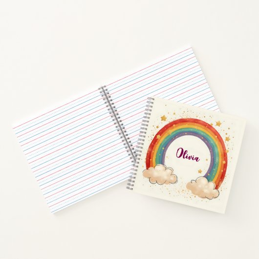 Carnet Arc-en-ciel charmant pour filles aux étoiles brill (Intérieur)