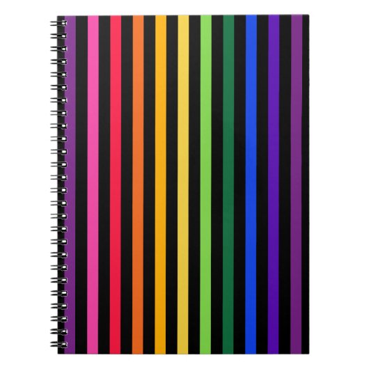 Carnet Arc-en-ciel et rayures noires (Devant)