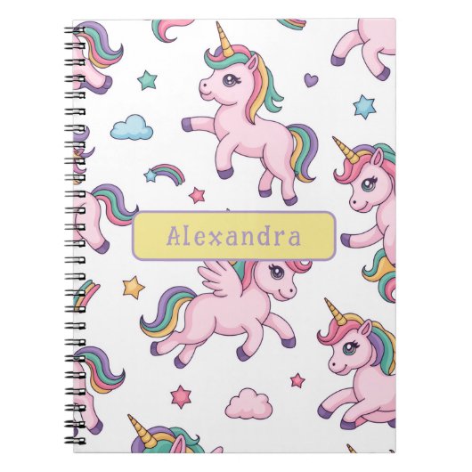 Carnet Arc-en-ciel Licorne Mignonne (Devant)