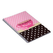 Carnet Arc rose et Brown de tasse de thé Girly nom de (Côté Droit)