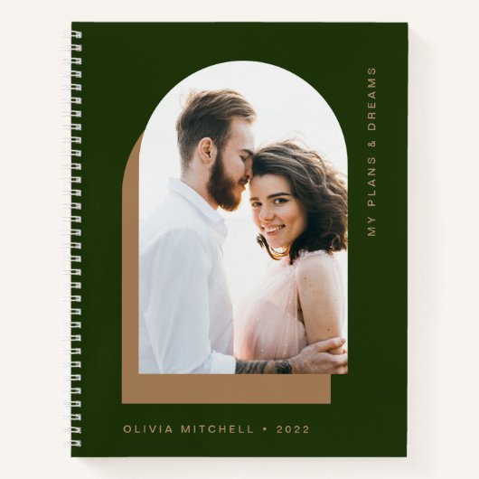 Carnet Arche simple | Vert de la forêt moderne avec photo (Devant)