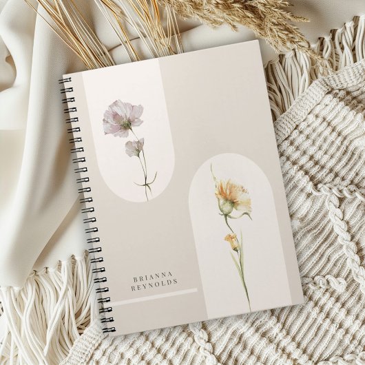 Carnet Arches simples Fleurs sauvages Boho sur Beige Neut