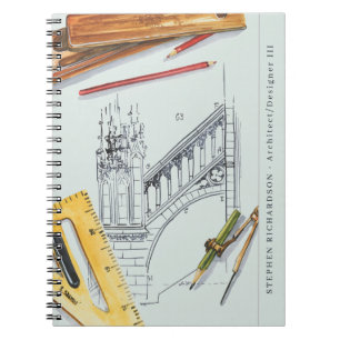 Carnet Architect Engineer Watercolor monogram