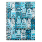 Carnet Architecture d'Amsterdam, texture aquarelle bleue. (Devant)