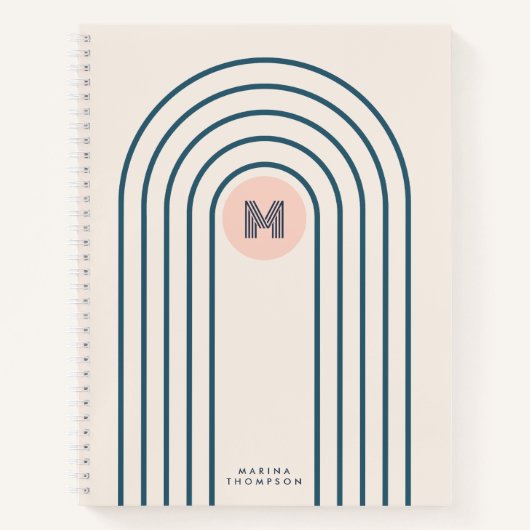 Carnet Arcs de lignes géométriques Abstraites rétro (Devant)