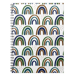 Carnet Arcs-en-ciel Boho Bleu Vert et Marron