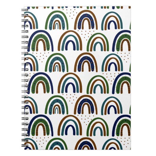 Carnet Arcs-en-ciel Boho Bleu Vert et Marron (Devant)