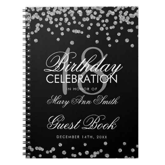 Carnet Argent 18e anniversaire Guest Book Parties scintil (Devant)