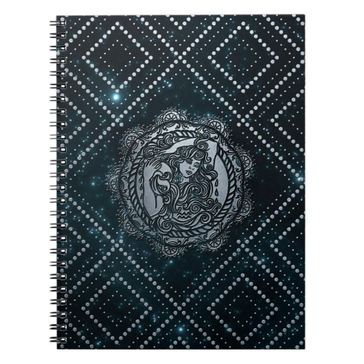 Carnet Argent de zodiaque de Verseau de relief sur le (Devant)