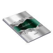 Carnet Argent émeraude vert agate nom de marbre (Côté Droit)