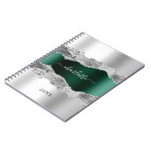 Carnet Argent émeraude vert agate nom de marbre (Côté gauche)