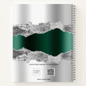 Carnet Argent émeraude vert agate nom de marbre (Dos)