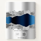 Carnet Argent marine bleu agate nom de marbre élégant (Dos)