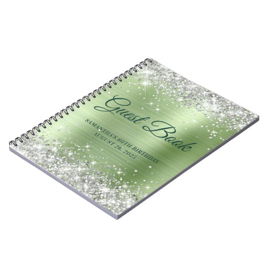Carnet Argent Parties scintillant Mint Ombre 60e Annivers (Côté gauche)