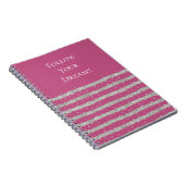Carnet Argent Rose Sparkly Confetti Stripes (Côté Droit)