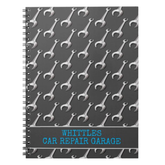 Carnet Argent Spanners Voiture Auto Mécanique Garage Atel (Devant)