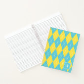 Carnet Argyle à broderie manuelle – Jaune et turquoise (Intérieur)