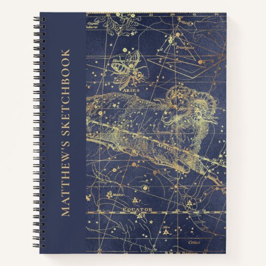 Carnet Aries Horoscope Starry Night Sketbook avec le nom (Devant)