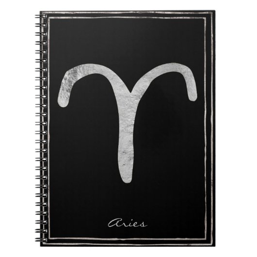 Carnet Aries martelé argent stylisé symbole astrologie (Devant)