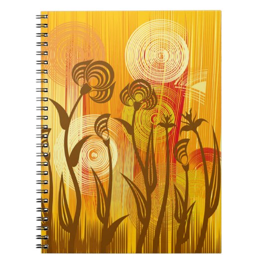 Carnet Arrière - plan à fleurs orange (Devant)