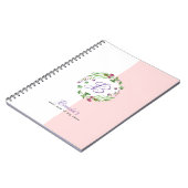 Carnet Arrière - plan blanc et rose avec couronne fleurie (Côté gauche)