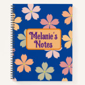 carnet arrière - plan bleu fleuri customisé (Devant)