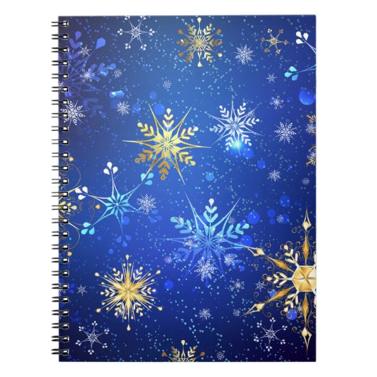 Carnet Arrière - plan Bleu XMAS avec des flocons de neige (Devant)