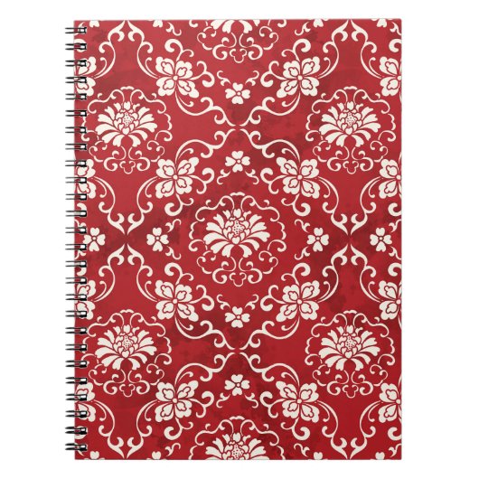 Carnet Arrière - plan chinois en spirale rouge fleur. (Devant)
