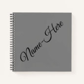 Carnet Arrière - plan de base, minimal, gris avec nom noi (Devant)