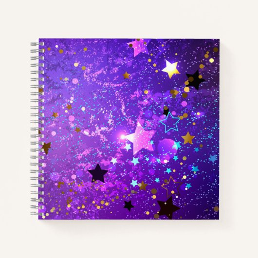 Carnet Arrière - plan de feuille violet avec étoiles (Devant)
